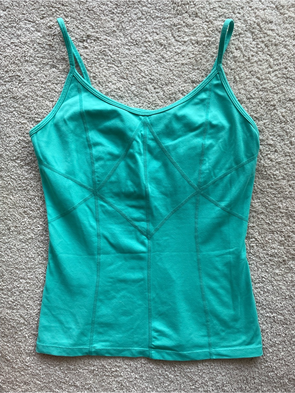 Prana Women’s Teal Tank Top Size L Built in Sports Bra Hike Run Outdoors Active